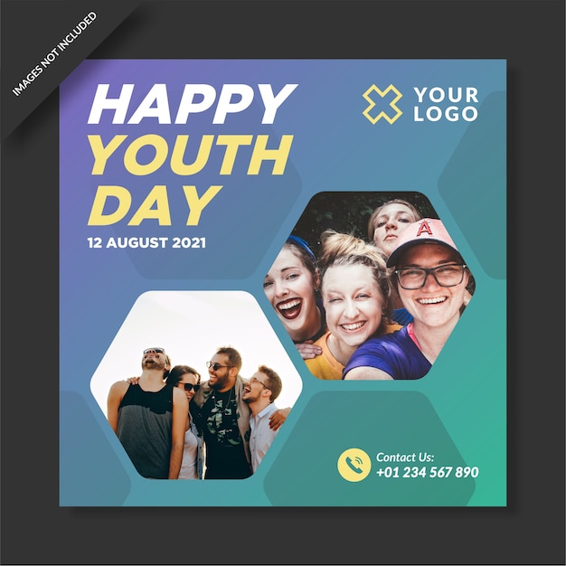 Vector happy youth day social media post