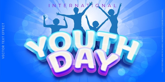 Happy youth day with people having fun silhouettes background