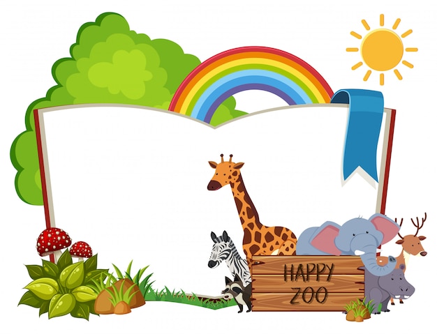 Happy zoo blank book frame concept