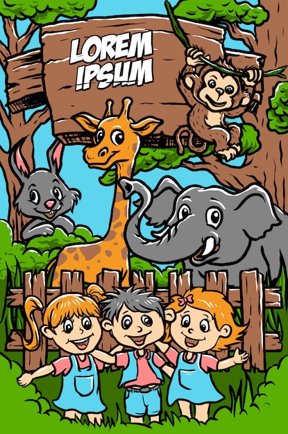 Illustrazione di zoo felice