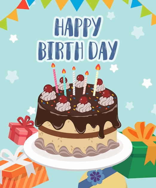 Premium Vector | Happybirth day cake