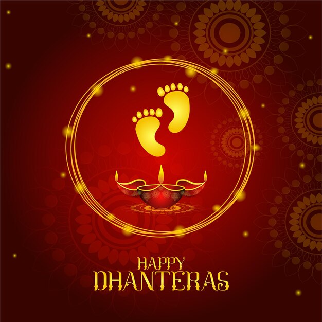 Felice dhanteras festival di dhanlaxmi festival tradizionale illustrazione disegnata a mano design creativo