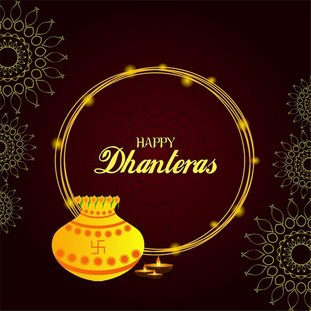 Vettore felice dhanteras festival di dhanlaxmi festival tradizionale illustrazione disegnata a mano design creativo