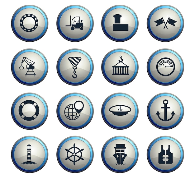 Vector harbor vector icons for web and user interface design