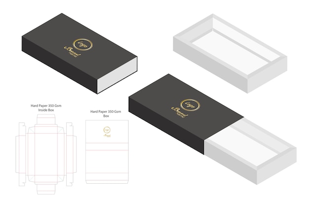 Hard papier slide box 3d mockup met dieline