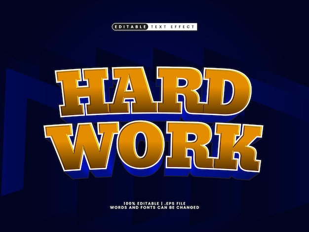 hard work editable text effect in simple and modern text style