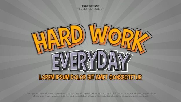 hard work editable text effect