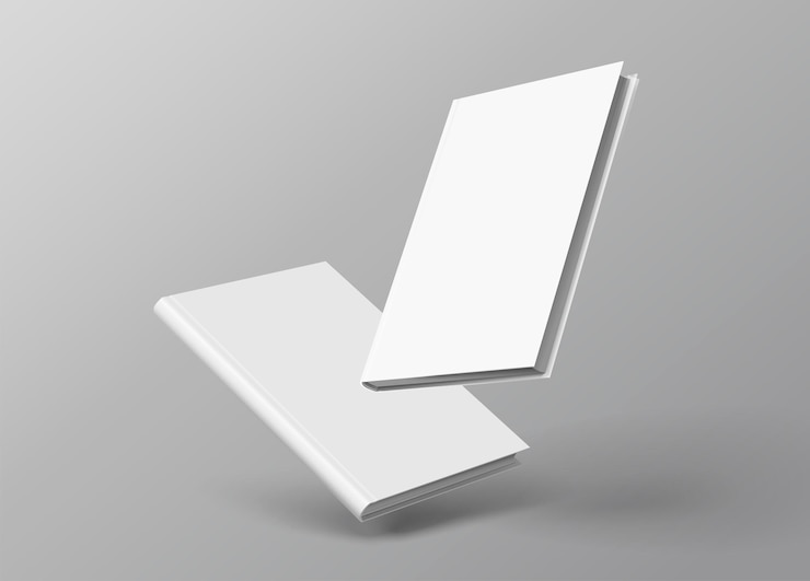 Vector hardcover books on grey
