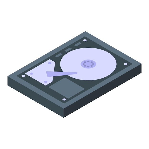Harddisk met opslag van informatie in isometrische weergave
