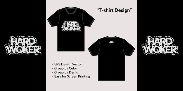 Harde werker in streetwear-stijl om t-shirts, hoodies of merchandise te ontwerpen