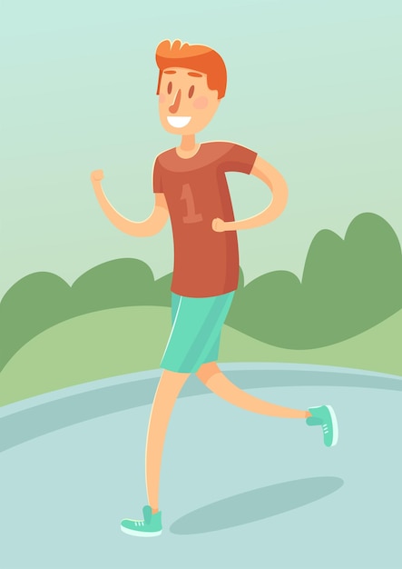 Hardlopend karakter, ochtend joggen. vector illustratie