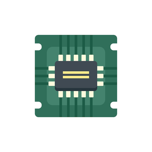 Hardware cpu pictogram platte vector Chip circuit Centrale elektronische geïsoleerd