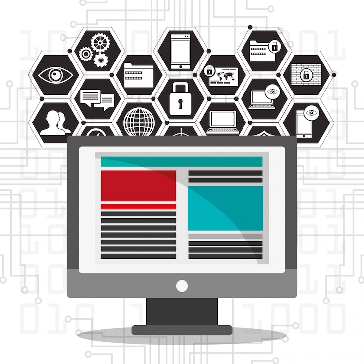 Vector hardware-informatie cyberbeveiligingscomputer