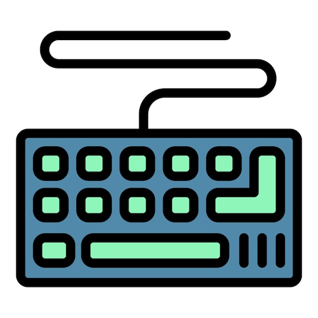 Vector hardware keyboard icon outline hardware keyboard vector icon color flat isolated