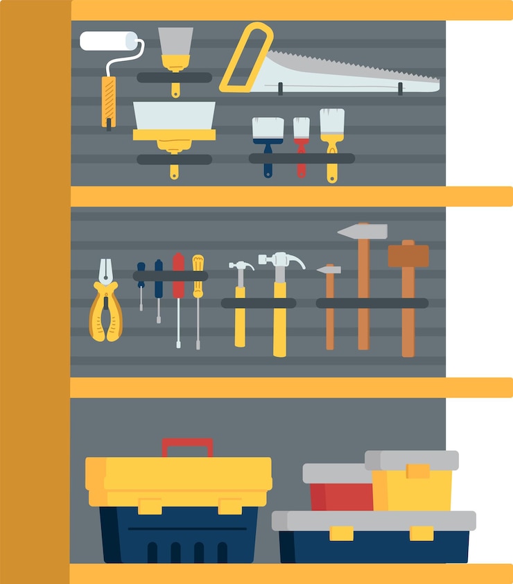Vector hardware shop tools stand