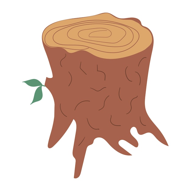 Vector hardwood wooden log or stump cartoon clip art