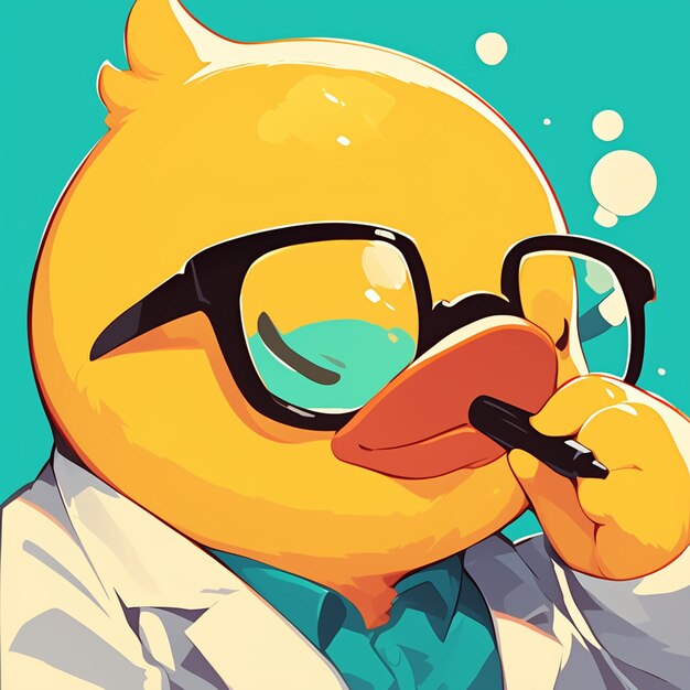 Vector a hardworking duck teacher cartoon style