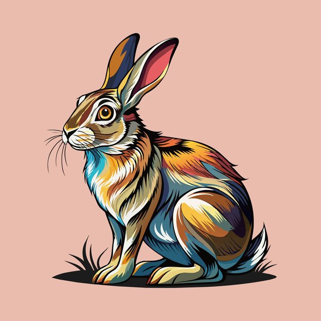 Hare flat color vector smooth outline