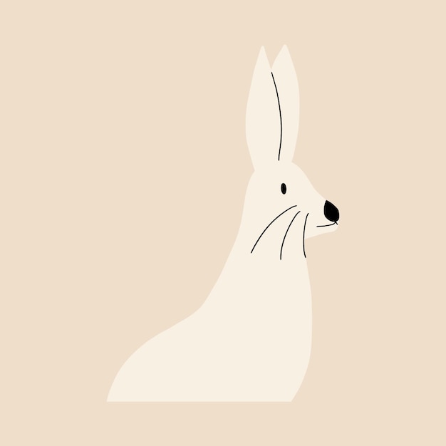 Hare portrait bunny vector illustration in hand drawn style