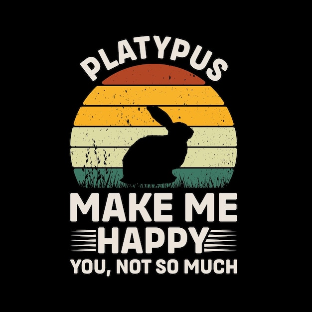 Hares Make Me Happy You Not So Much Retro TShirt Design Vector