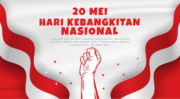 Hari Kebangkitan Nasional 20 Mei Translation May 20 National Awakening Day of Indonesia vector banner illustration