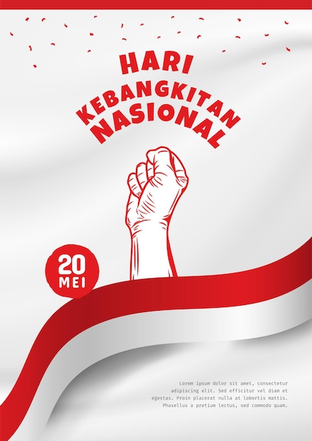 Hari Kebangkitan Nasional 20 Mei Translation May 20 National Awakening Day of Indonesia vector poster illustration