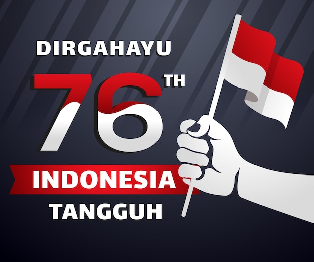 Hari kemerdekaan indonesia ke 76 indonesia giorno dell'indipendenza con il simbolo della bandiera