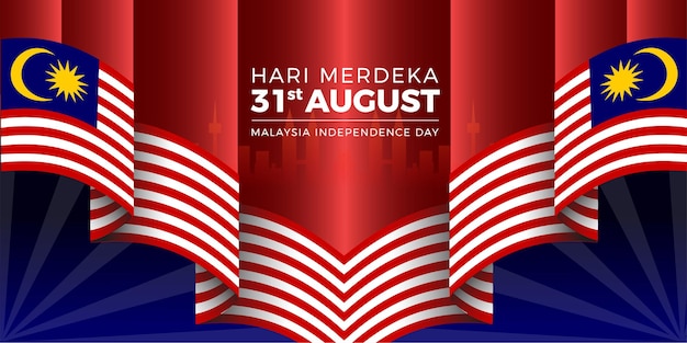 Vettore hari merdeka 31 agosto festa dell'indipendenza della malesia