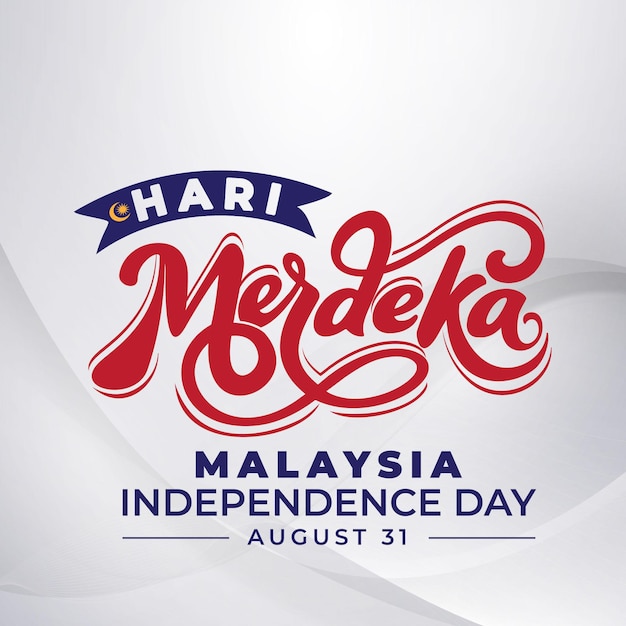 Hari merdeka lettering with white abstract background