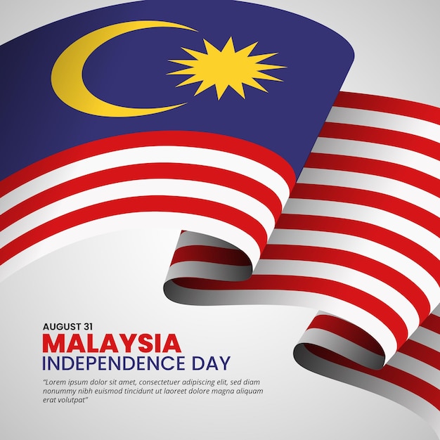 Hari Merdeka Malaysia or Malaysia independence day background with a big waving flag