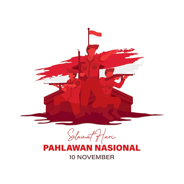 Hari Pahlawan Nasional Day 벡터 일러스트 포스터 배경 템플릿