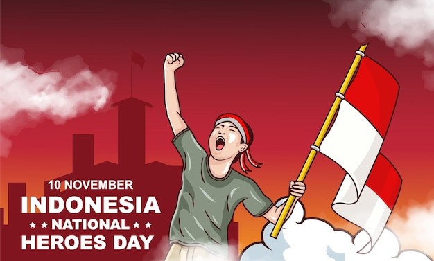 Sfondo dei giorni dell'eroe nasionale o indonesiano di hari pahlawan.