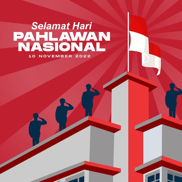 Hari pahlawan nasional 또는 인도네시아 영웅의 날 벡터 삽화.