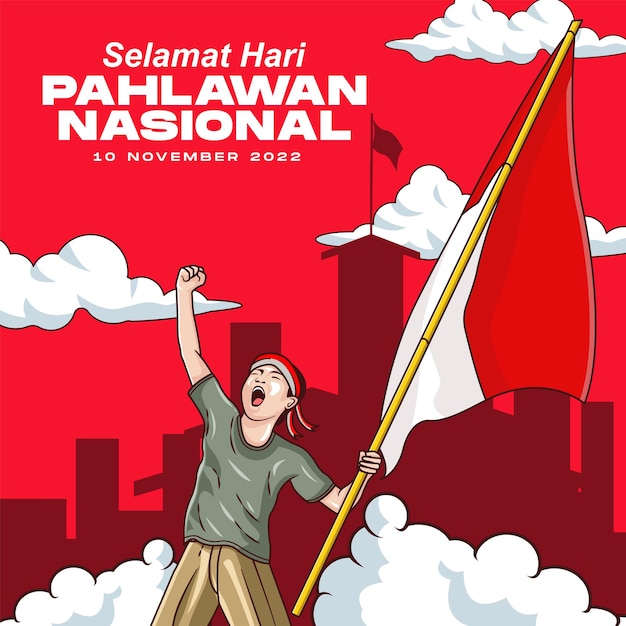 Vector hari pahlawan nasional or indonesian hero days.