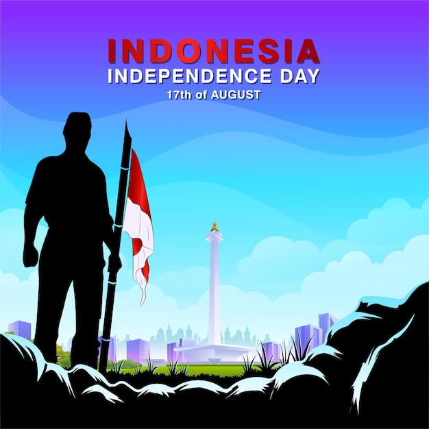 Hari pahlawan nasional Translation Indonesian National Heroes day vector soldier and monas monum