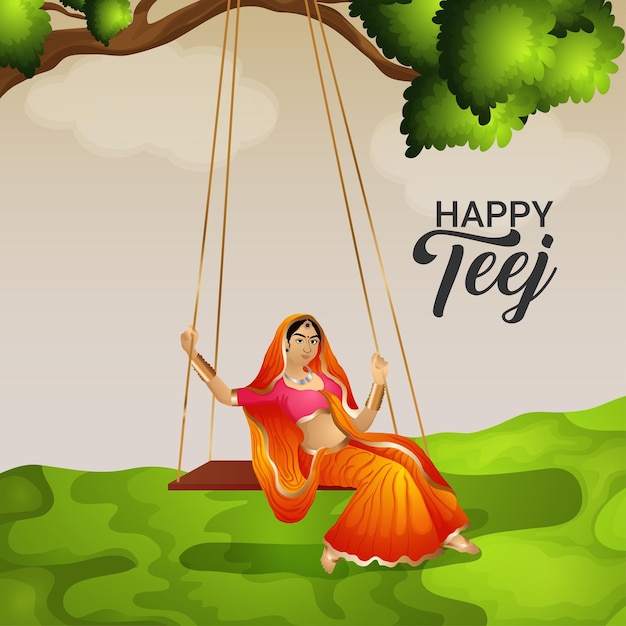 Hariyali teej hand draw vector illustration background