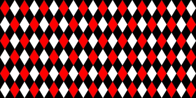 Harlequin seamless pattern in red black and white colors