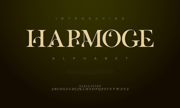 Harmoge premium luxury elegant alphabet letters and numbers Elegant wedding typography classic serif