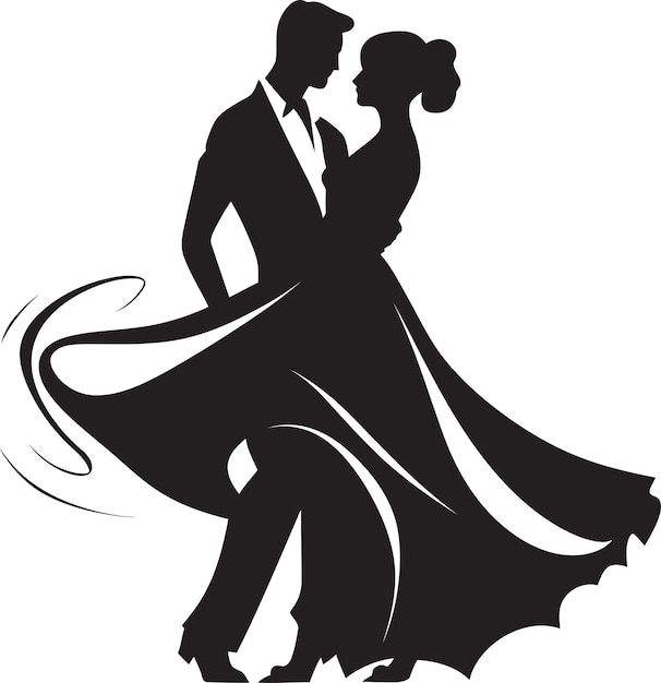 Vettore emblema di coppia danzante di ritmo armonico emblema di coppia vettoriale di unione graziosa