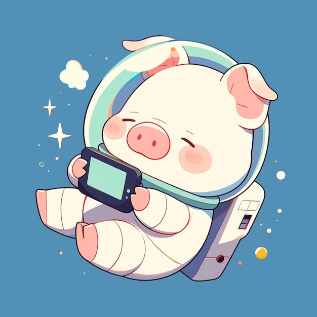 A harmonious pig astronaut cartoon style