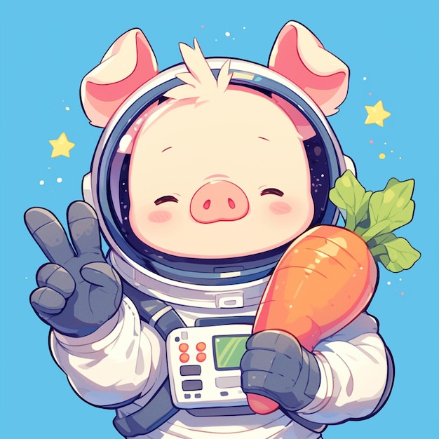 ハーモニーな豚の宇宙飛行士の漫画スタイル