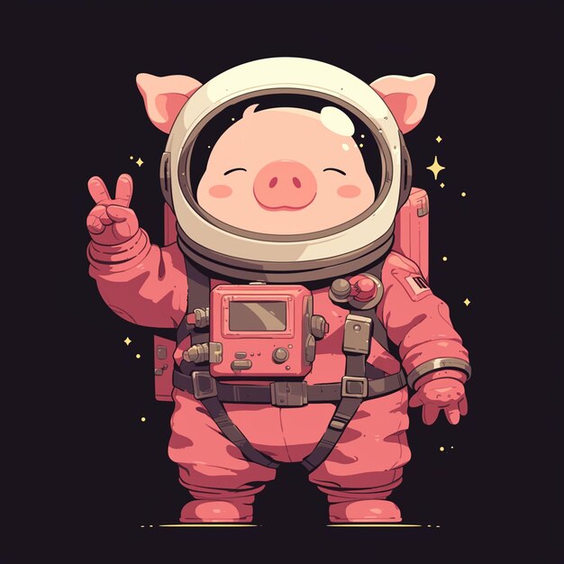 A harmonious pig astronaut cartoon style