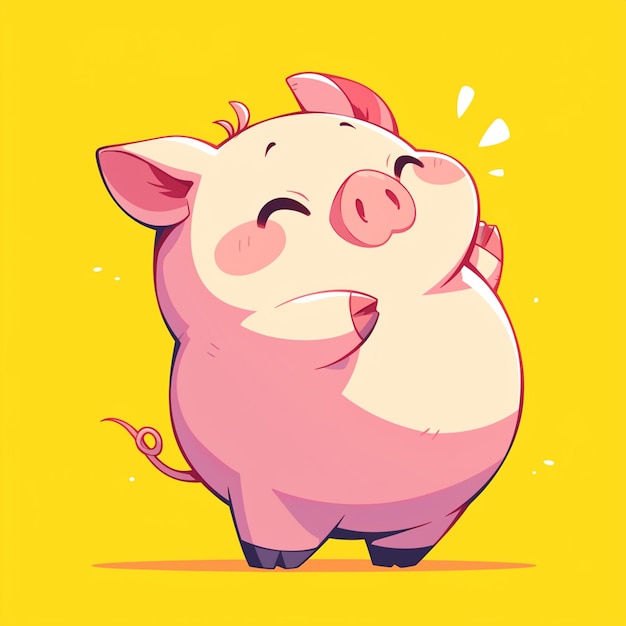 Vector a harmonious pig hairstylist cartoon style