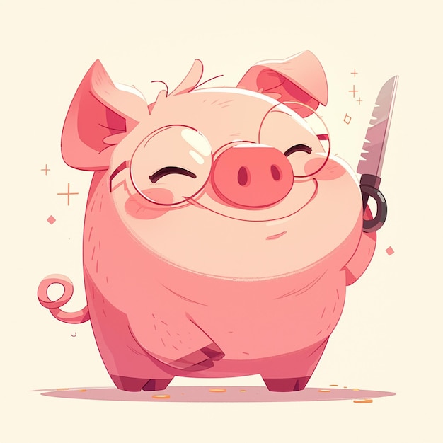 Vector a harmonious pig hairstylist cartoon style