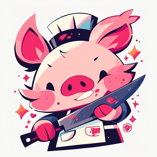 Vector a harmonious pig hairstylist cartoon style