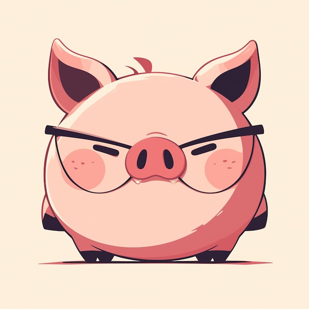 A harmonious pig judge cartoon style