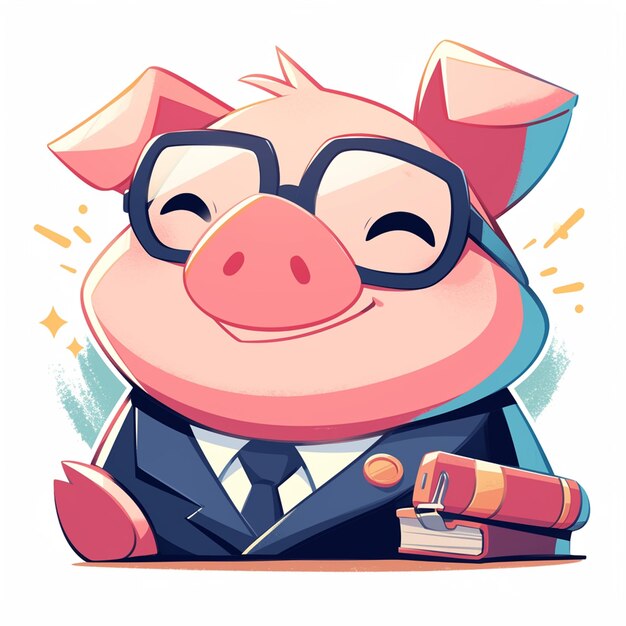 Vector a harmonious pig lawyer cartoon style