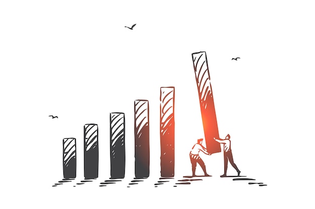 Harmonisch teamwerk, samenwerking, zakelijk partnerschap concept schets illustratie