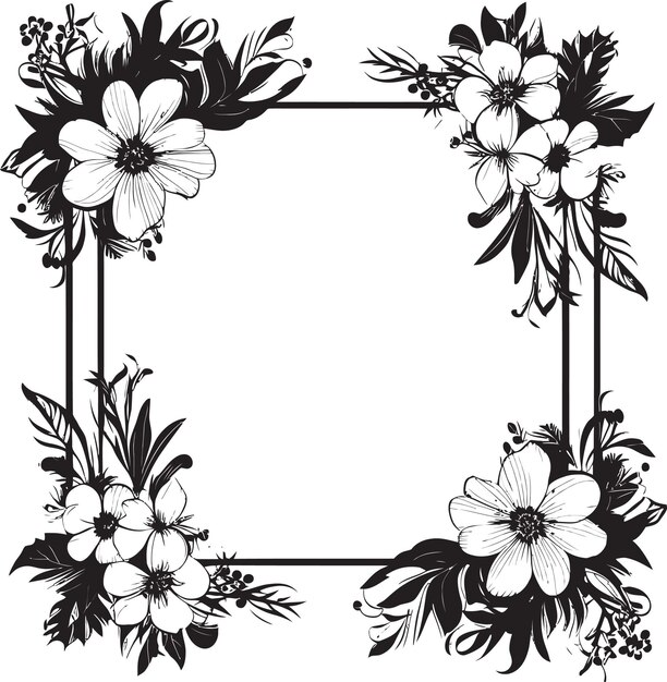 Harmonische Fusion Kunstzinnige Decoratieve Frame in Vector Zwart Logo Vloeibare Elegantie Vector Zwarte Frame