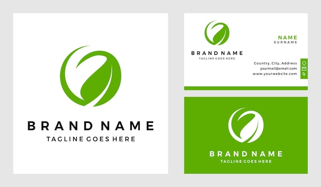 Harmony leaf yin yang logo met visitekaartje ontwerp